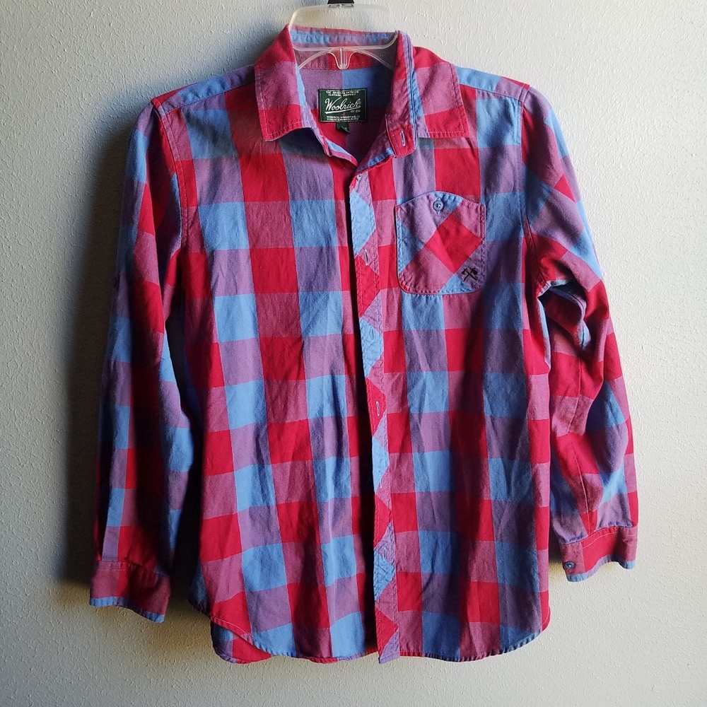 NWOT Woolrich Plaid Boys Button Down, XL 14/16